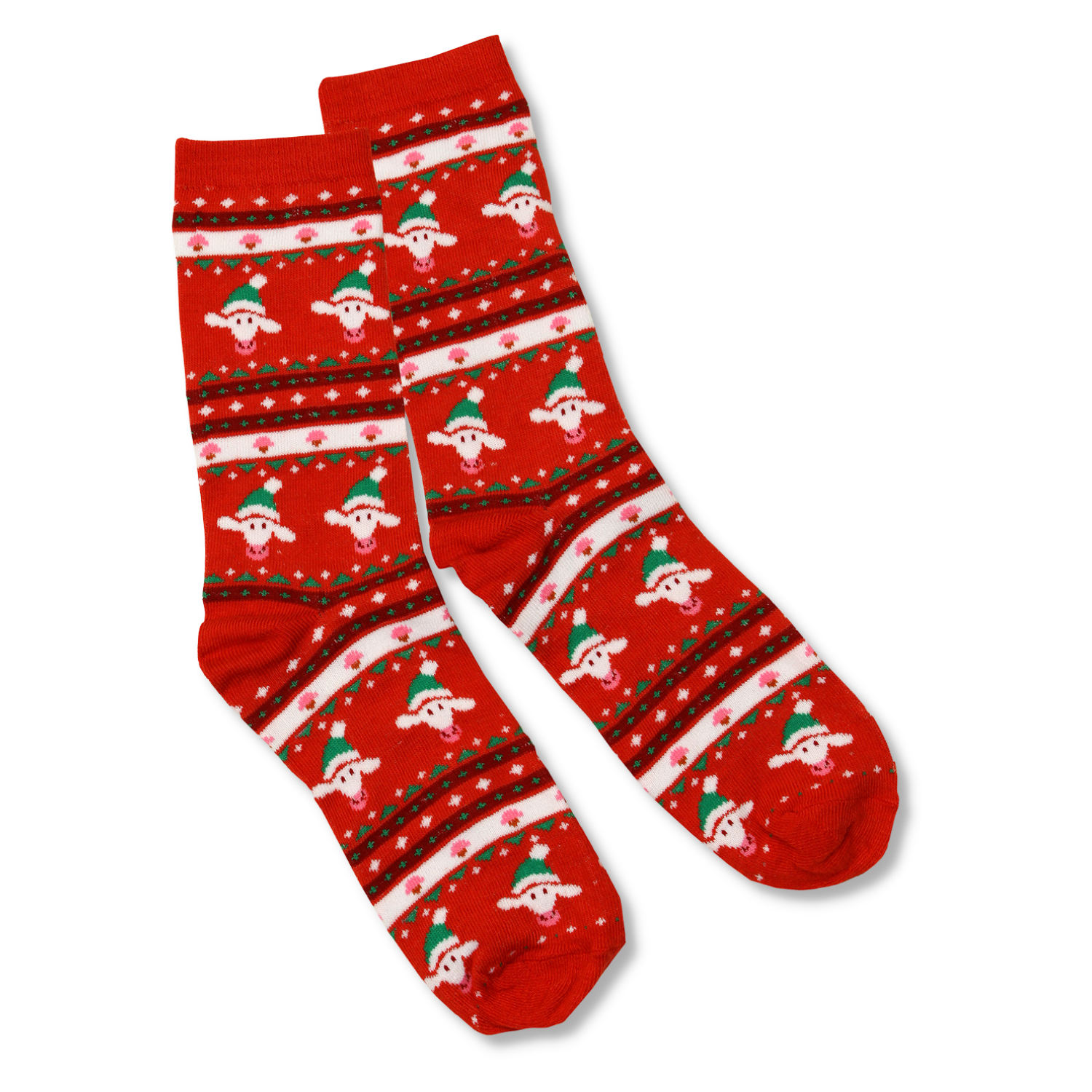 Chaussettes de Noël pour adultes COWS - Rouge