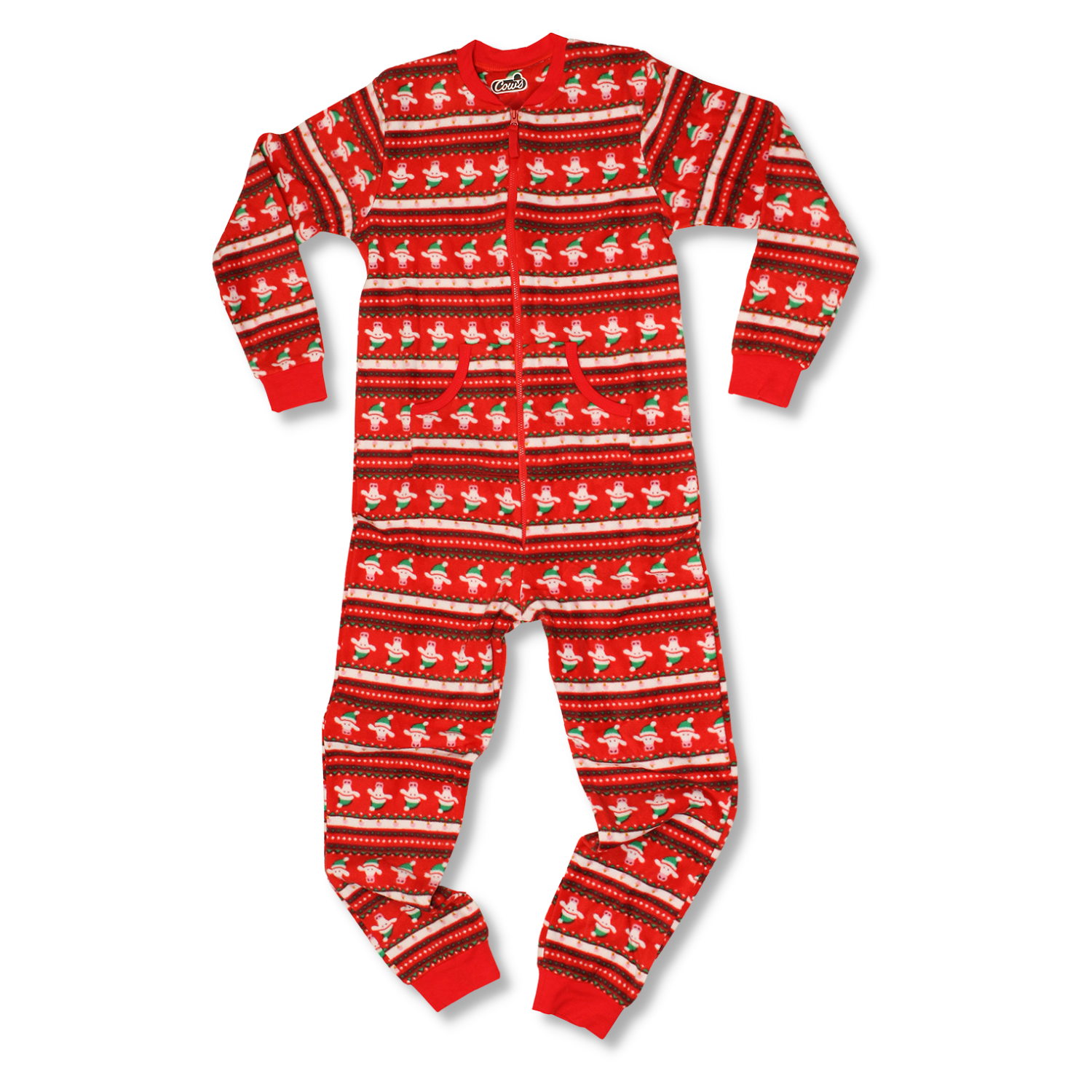 Kids Zip Christmas Onesie COWS